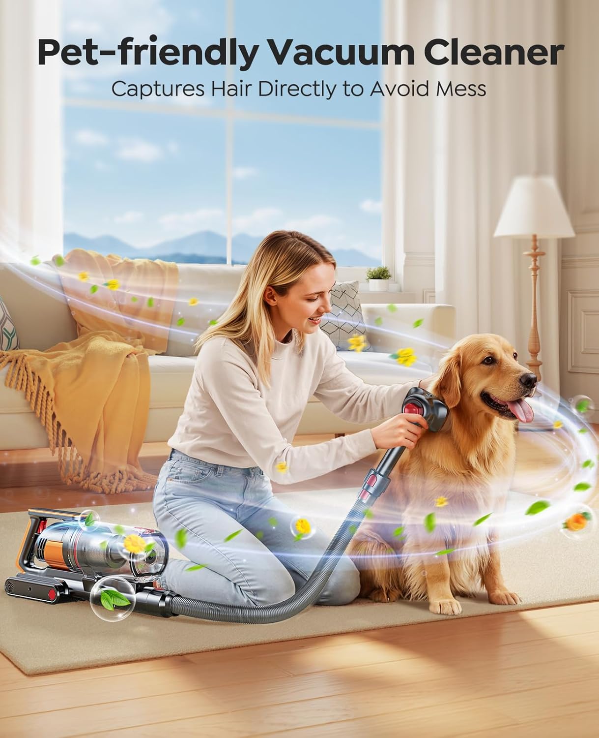Cordless Vacuum Cleaner 50KPa/600W/65Mins Stick Vacuum Cleaners for Home with Pet Brush, 3.3Ft Hose, Wall Mount Charging, Auto Mode, Touchscreen, Self-Standing Vacuum for Pet Hair/Carpet/Car, Ultra10