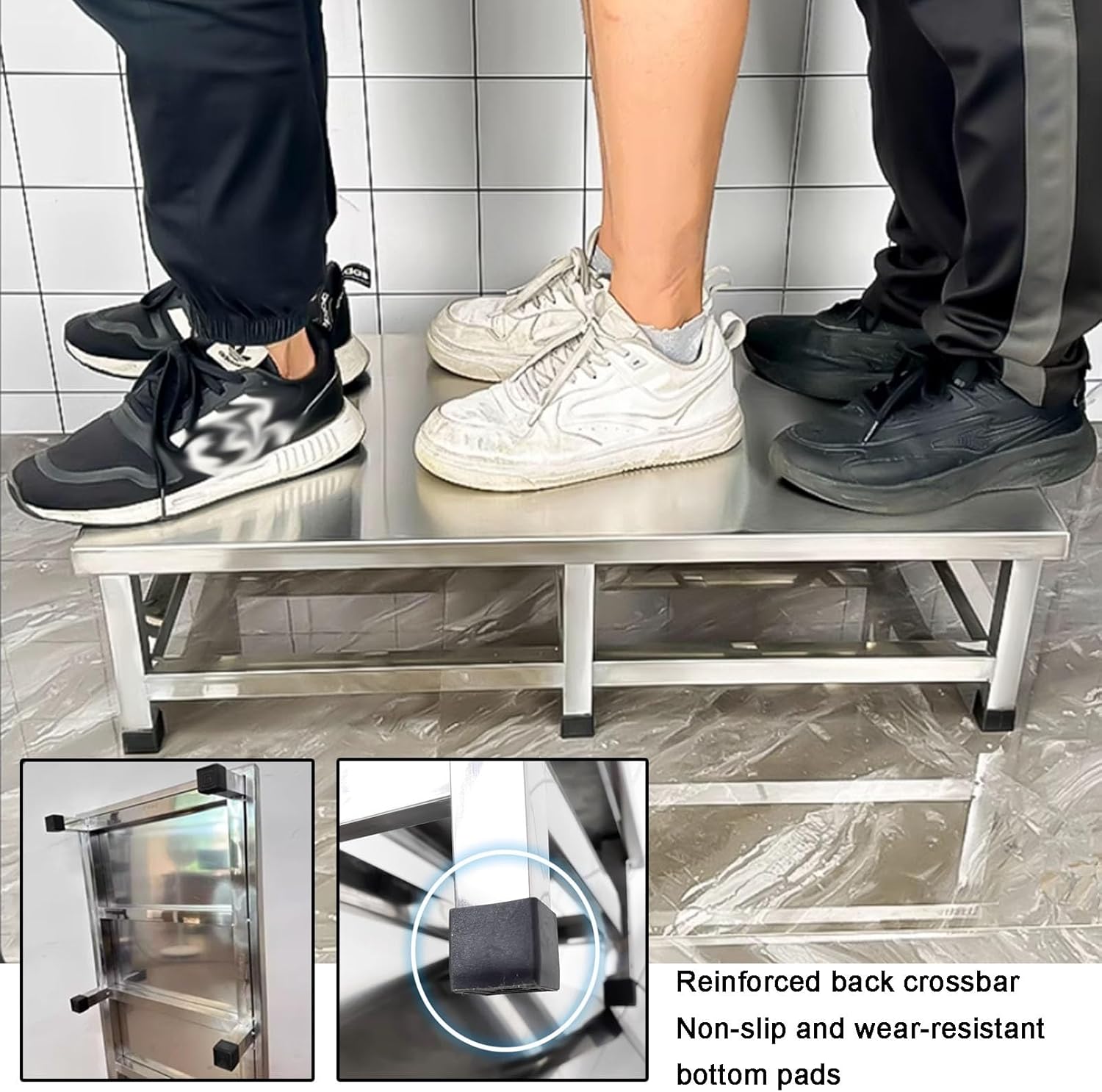 XPLKQXE Laundry Pedestal Washing Machine Tray Mat, Heavy Duty Appliance Riser, Stainless Steel Raised Shelf Base for Washer/Fridge/Dryer, No Assembly(120x50x20cm)