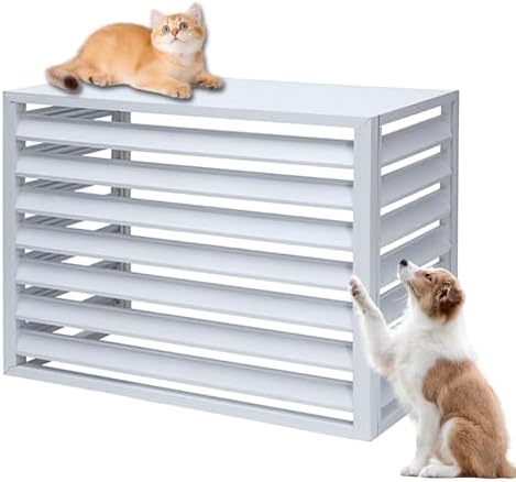 Aluminum Ac Unit Covers Outdoor, Privacy Screens Fence Panels for Air Conditioners Trash Bins, Isolate Pets, Fallen Leaves, Anti Theft(White,110cm)