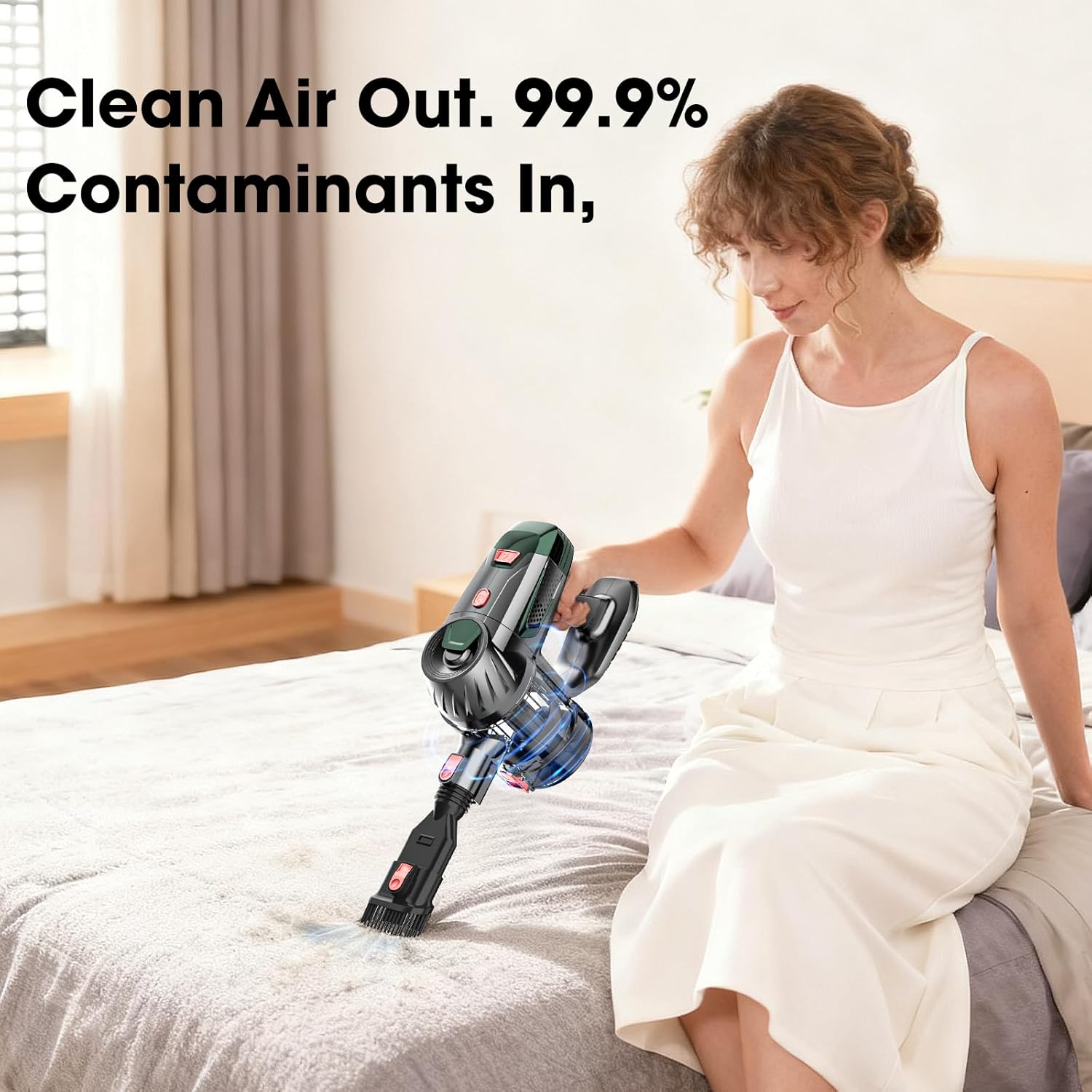 Cordless Vacuum Cleaner, Upgraded 15KPA 70 Minutes, Powerful Suction, Rechargeable, Lightweight, 180° Bendable Cane Vacuum Cleaner for Home/Pet Hair/Carpet/Floor