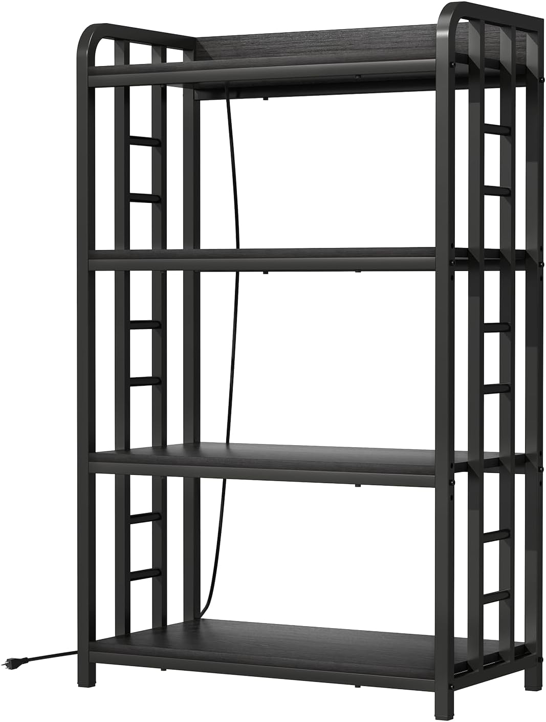 Adjustable 4-Tier Kitchen Baker's Rack, Microwave Oven Cart Stand, Heavy Duty Organizer Rack for Storage in Living Room, Garage, Home and Office, Black