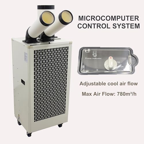 TECHTONGDA Industrial Spot Cooler Air Conditioner Commercial Mobile Outdoor Cooling Machine Aircon Double Outlets 780m³/h 15400BTU/h 220V White