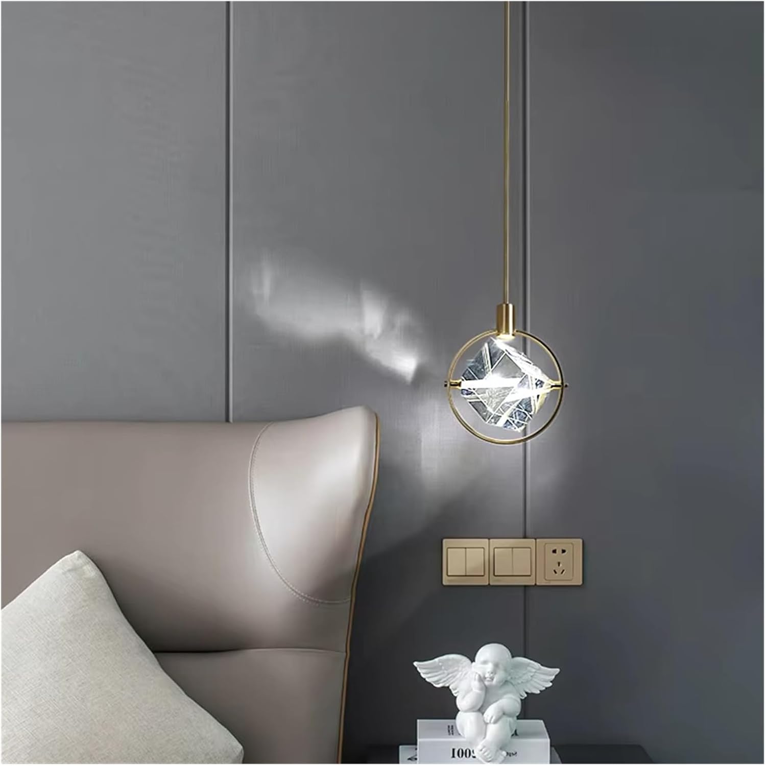 Modern K9 Crystal Bedroom Bedside Pendant Lights Nordic Living Room Luxury Chandelier Aisle Restaurant LED Kitchen Island Hanging Lamps,Household