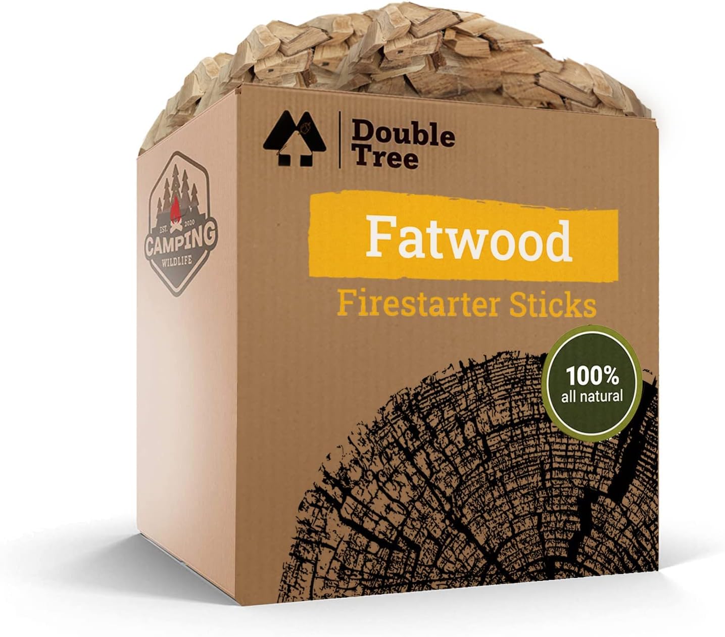 Double Tree Fatwood Fire Starter Sticks - Organic Resin Rich Premium – Fire Starter for Wood Stoves, Fireplaces, Campfires, Bonfires - Non-Toxic (50 Pounds)