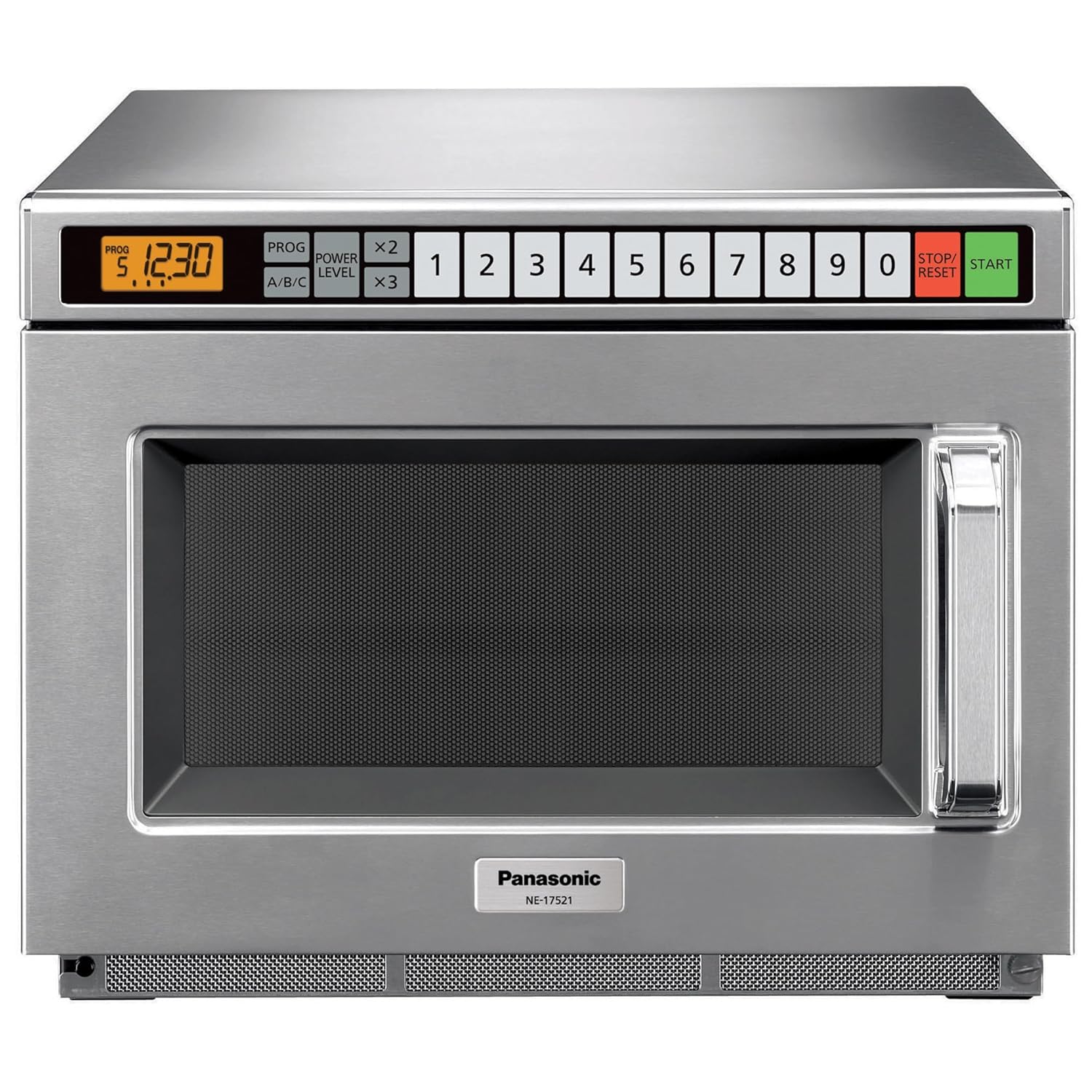 Panasonic PRO1 Commercial Microwave Oven, Heavy Duty, .6 cu ft 1700W, 5-Stage Cooking, LCD Display, Stainless Steel, Programmable, NSF & UL Approved - NE-17521