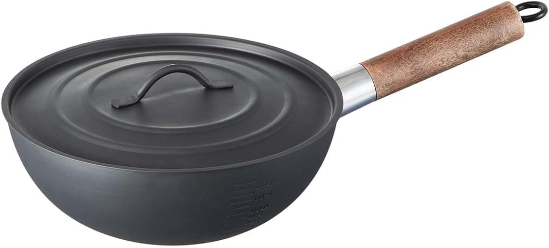 Skater IRCN1-A Outdoor Use, Removable Handle, Wok, 9.1 inches (23 cm), Lid with Storage Bag, No Seasoning Required, No Empty Boning, Camping Frying Pan, From Kanji