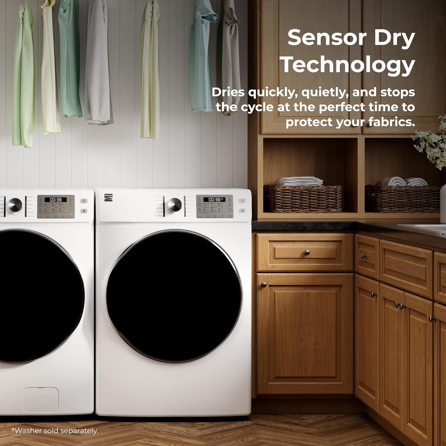 Kenmore 8.0 cu. ft. Front Load Gas Dryer - Wrinkle Guard with Accela Steam to Reduce Static and Odors - Smart Sensor Drying - LED - White