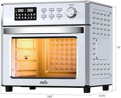 MOI 1700W Air Fryer Toaster Oven - Convection Toaster Oven Air Fryer Combo with 12 Presets - Countertop Ovens for Baking & Frying with Digital Display, Dual Heating, Rotisserie & Dehydrate Function
