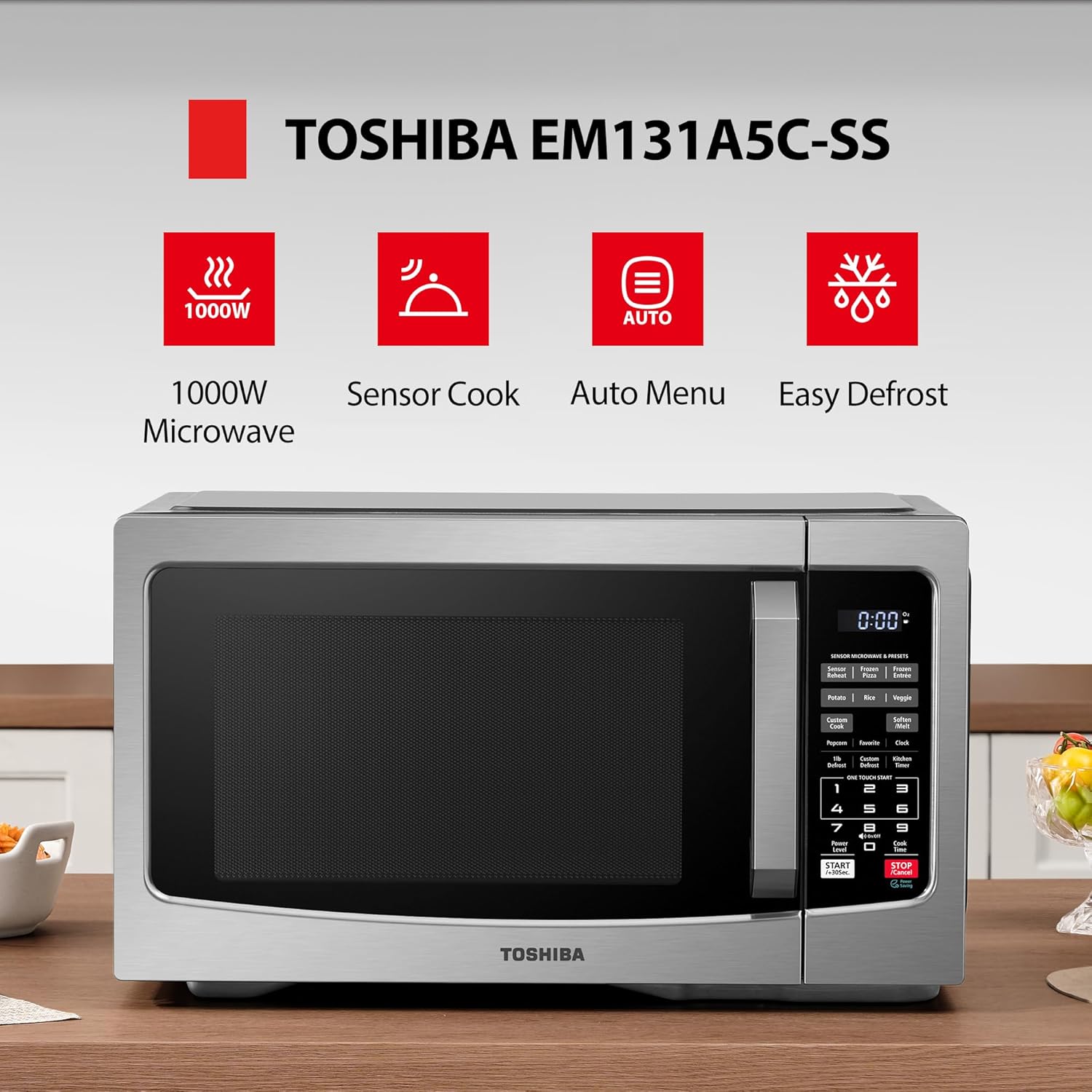 TOSHIBA EM131A5C-SS Countertop Microwave Ovens 1.2 Cu Ft with 12.4