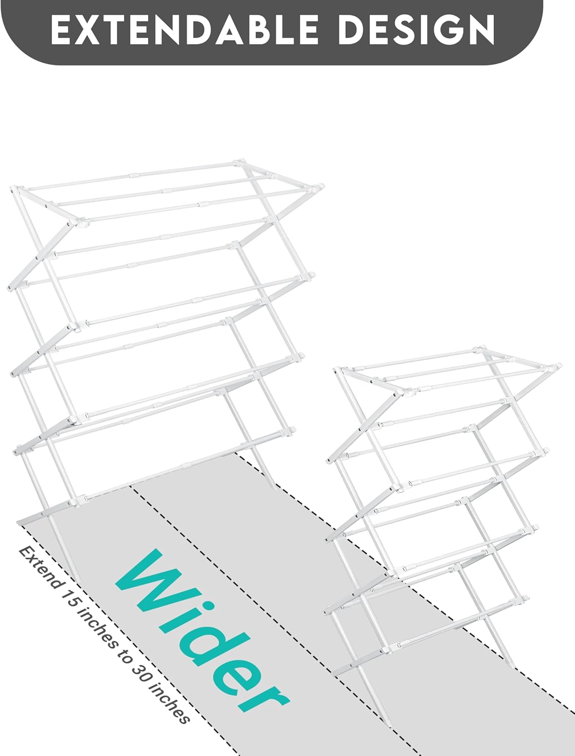 4-Tier Clothes Drying Rack, 4ft High Foldable Drying Rack Clothing for Indoor & Outdoor, Portable Collapsible Laundry Dryer for Laundry Room and Apartment, White 29