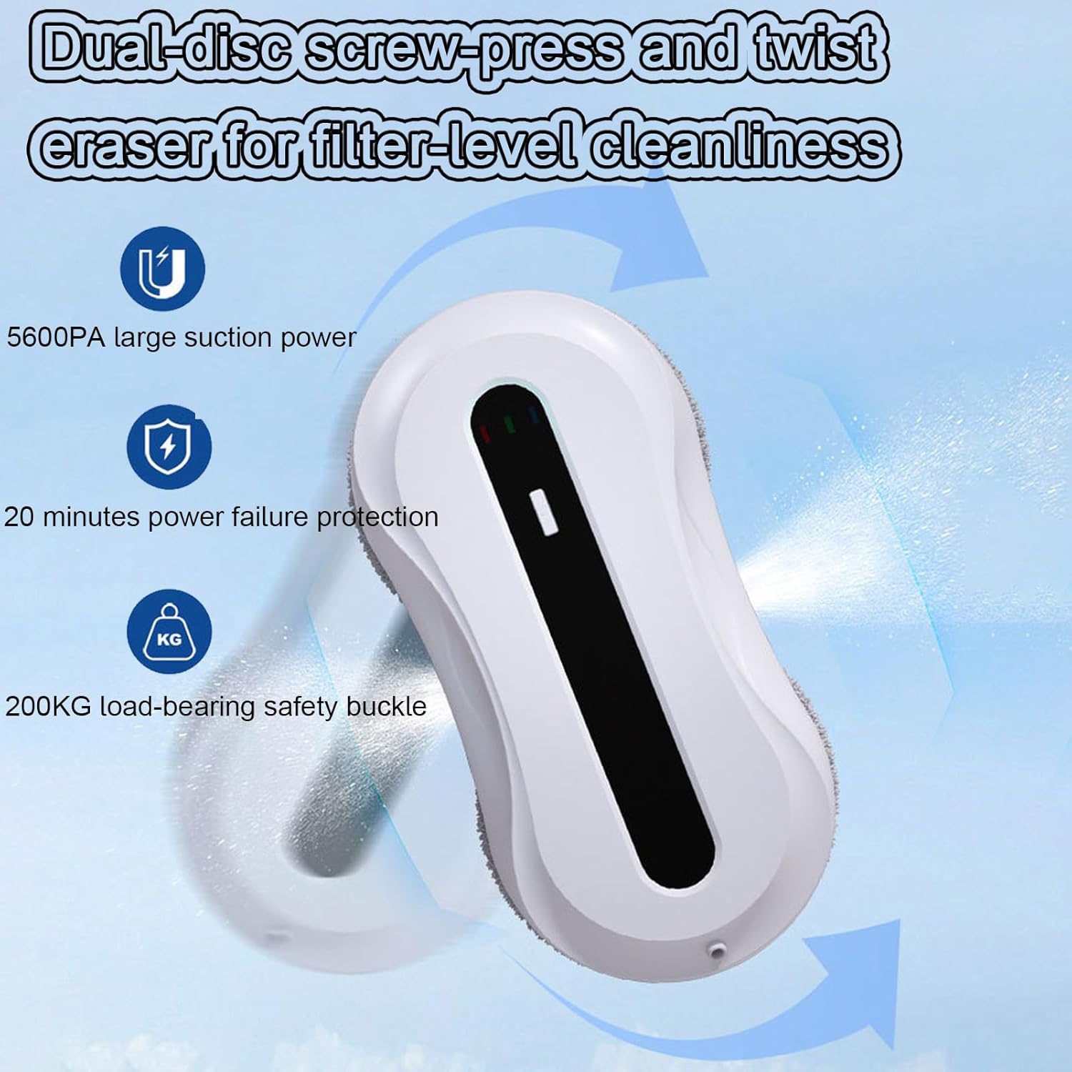 Window Cleaner Robot, Automatic Water Spray Robot Window Cleaning Tool, Double Suction Cup Suction, 5600Pa Powerful Suction, Suitable for Indoor and Outdoor Window Glass,Yellow