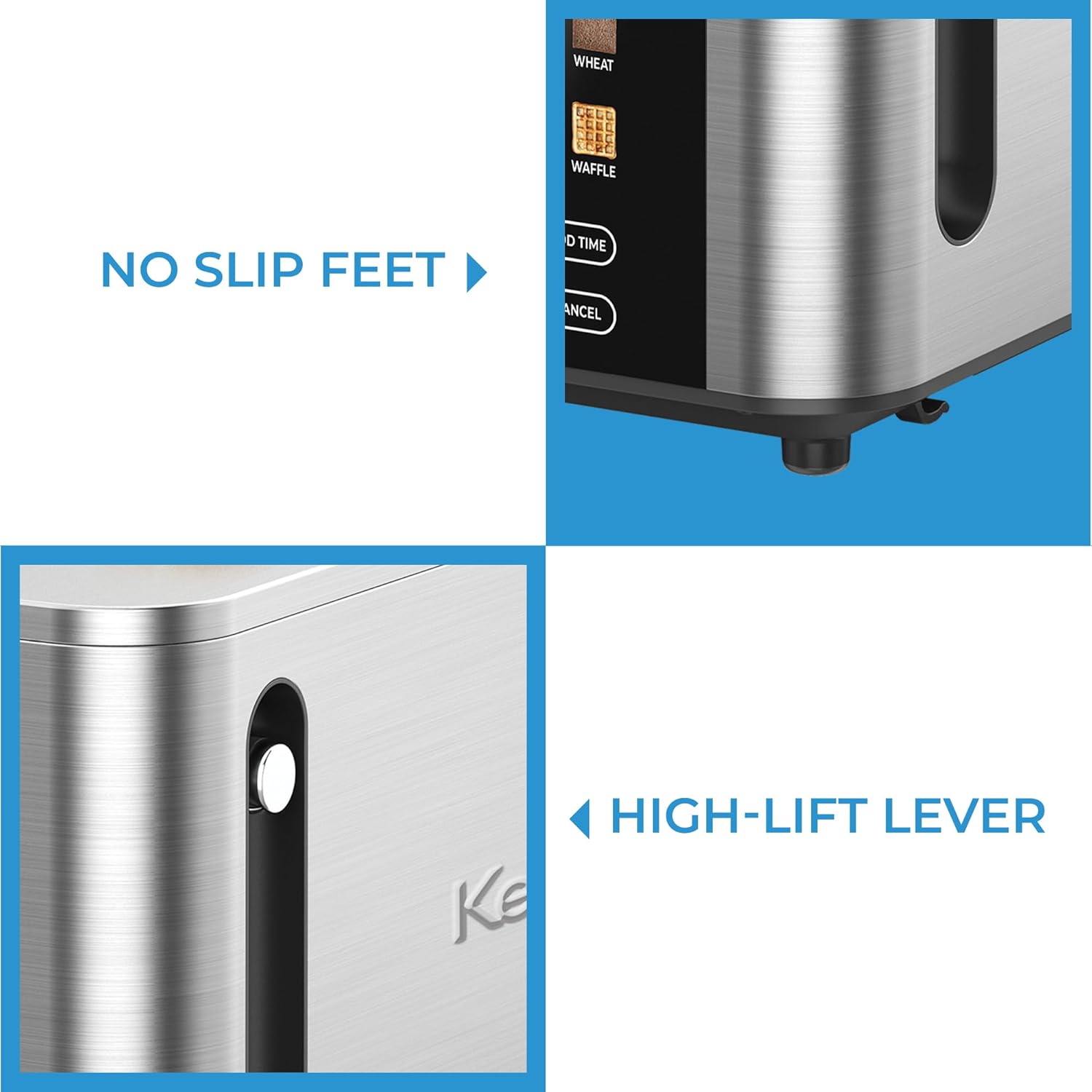 Kenmore 2-Slice Toaster | Color Touch Screen & 6 Shade Settings | Extra Wide Slots | Digital Countdown Timer | Customizable Smart Presets | Reheat, Defrost, Add Time Functions | Stainless Steel