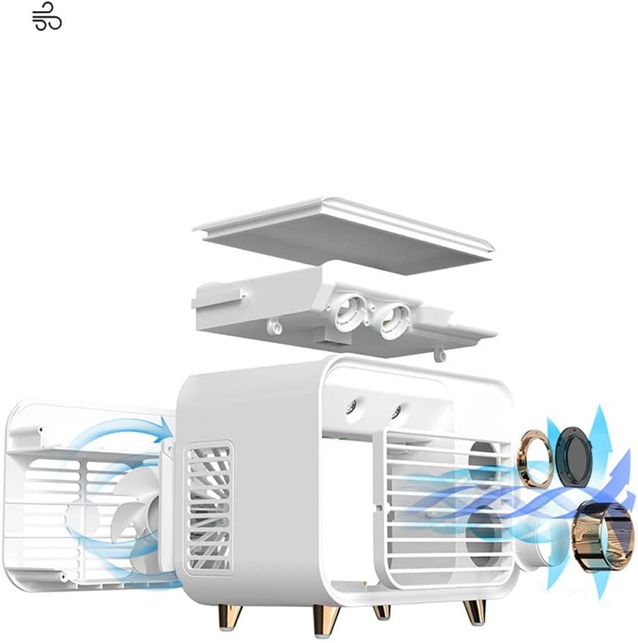 Portable Air Conditioner-2000mAh Rechargeable Personal Air Cooler with 5 Speeds, Quiet Mini Air Conditioner Fan, Desk Cooling Fan for Home, Bedroom, Travel, and Office (Color : Green)