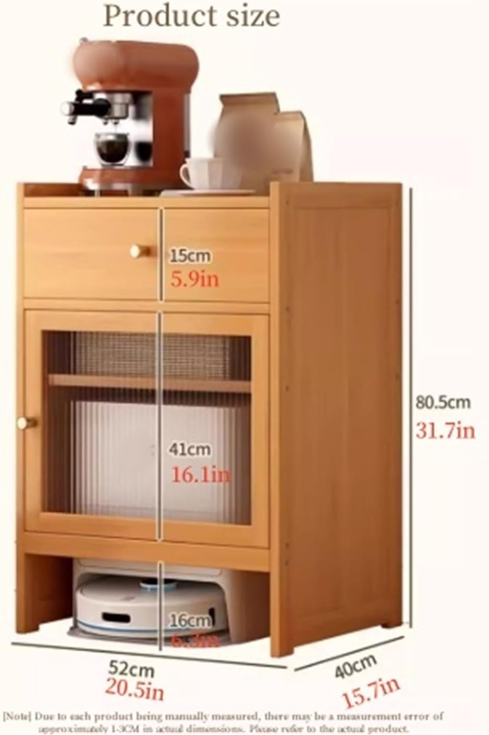 Robot Vacuum Hidden Cabinet Robot Cleaner Storage Rack Hide Vacuum Freestanding Rack for Living Room, Bedroom, Side Table(Natural)