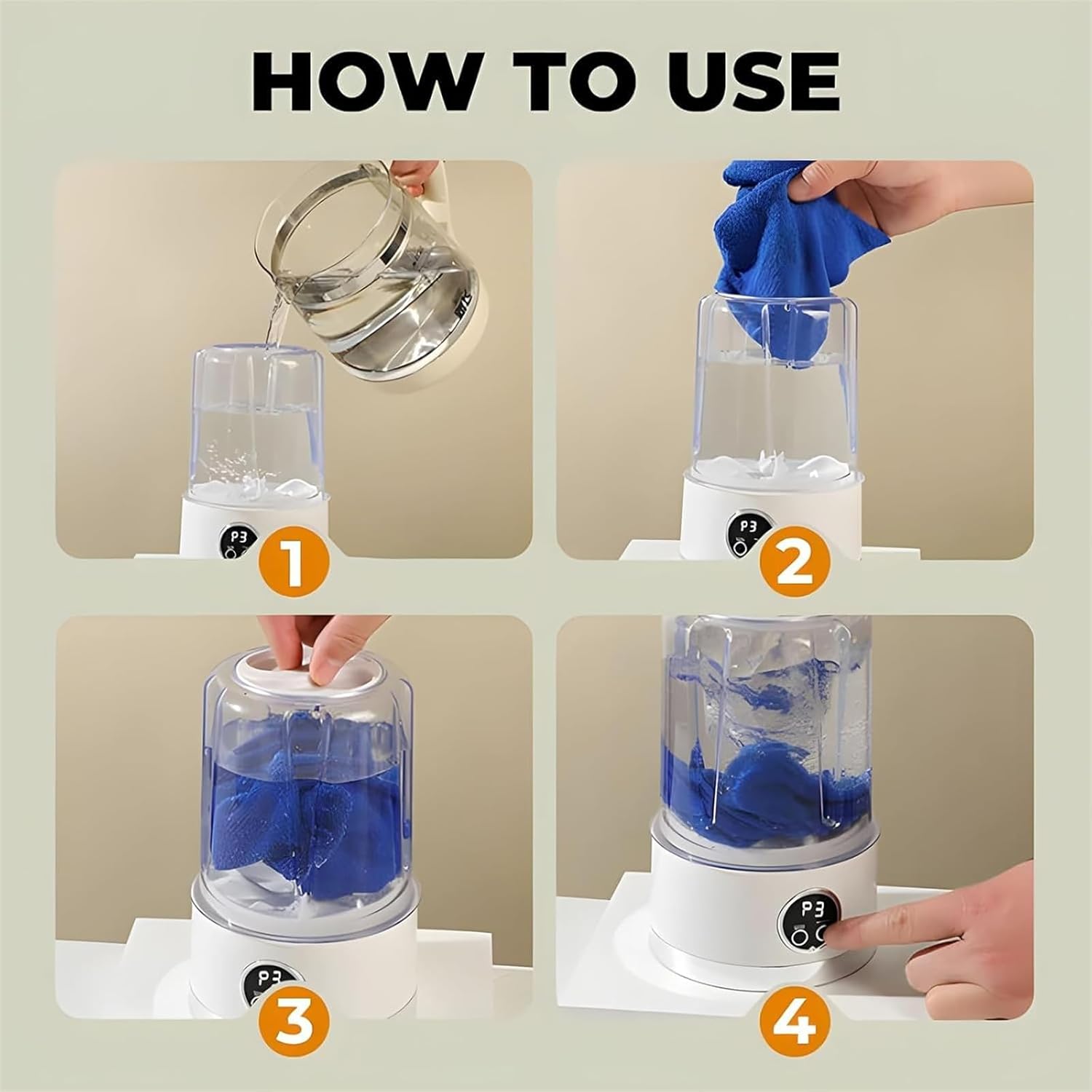 Underwear Washer, 2025 Upgraded Mini Washing Machine, Wireless Portable Laundry Cup, Portable Washing Cup,mart Laundry Cups For Bra Socks & Baby Clothes (Green)