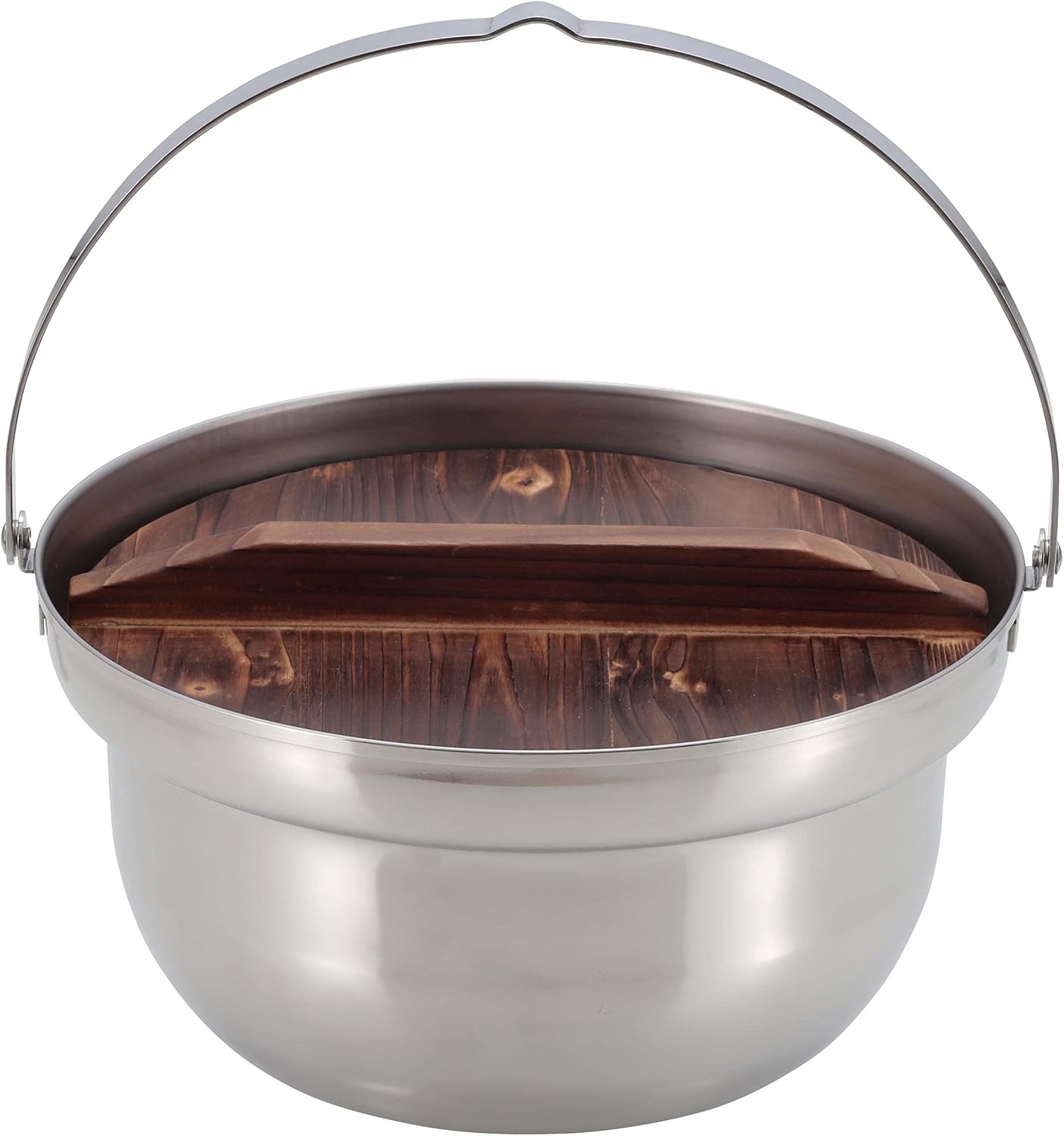 Captain Stag UH-4125 Outdoor Pot, Camping Bonfire Pot with Wooden Lid, 8.7 inches (22 cm), Stainless Steel, Made in Japan