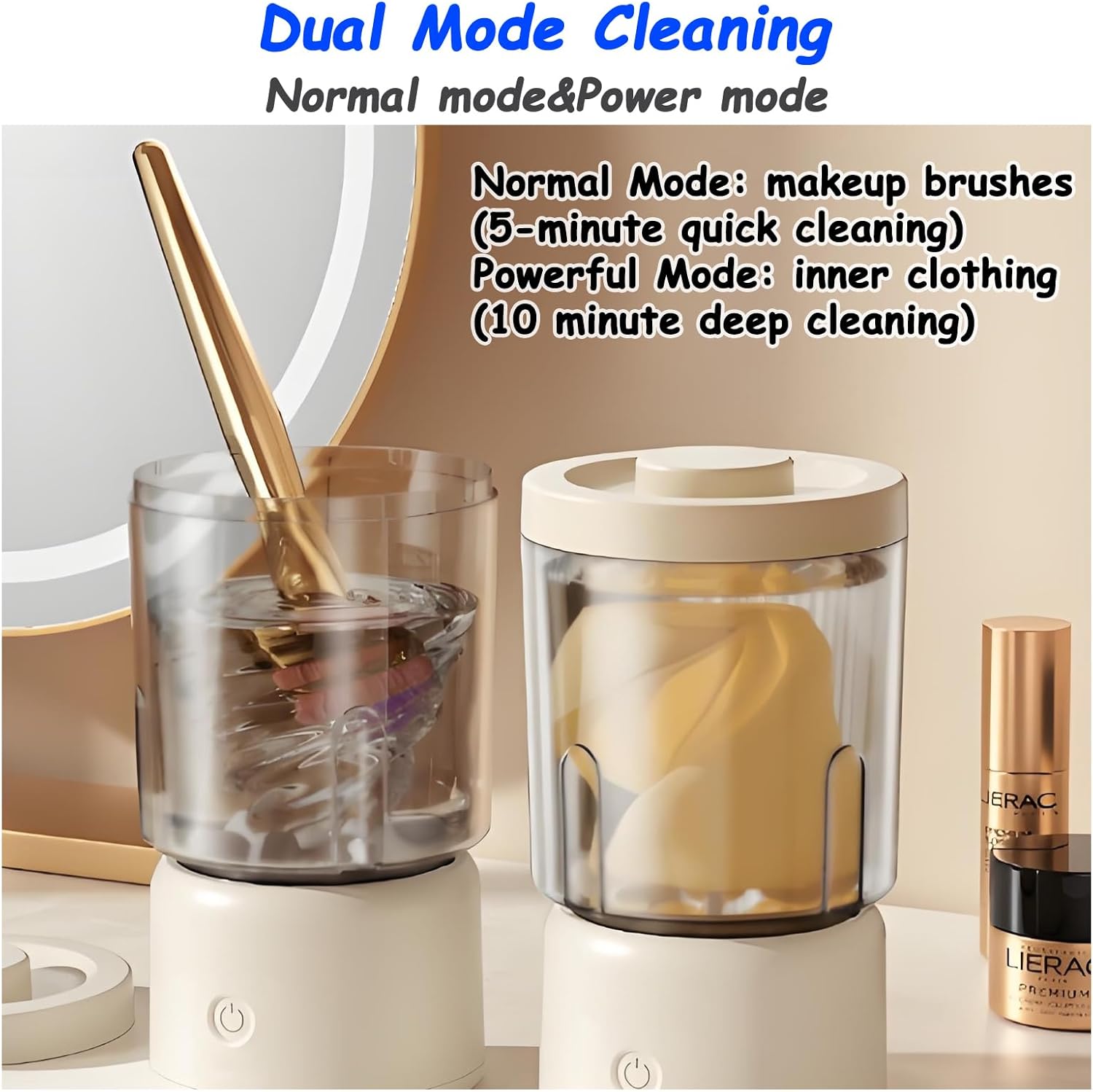 Mini Cordless Washing-Machine, Small Underwear Washer, Laundry Cup for Bra, Underwear, Socks(Size:Double Cup,Color:Cream Yellow)