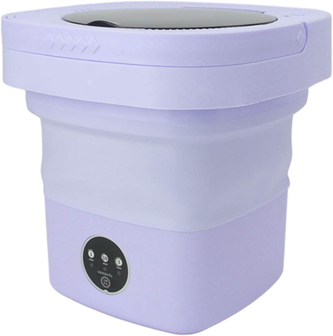 Septpenta Portable Washing Machine, 6.5L Folding Automatic Deep Cleaning Wash Mini Washing Machine with Water Tube and Dryer for Apartment, Laundry, Camping(US Violet)