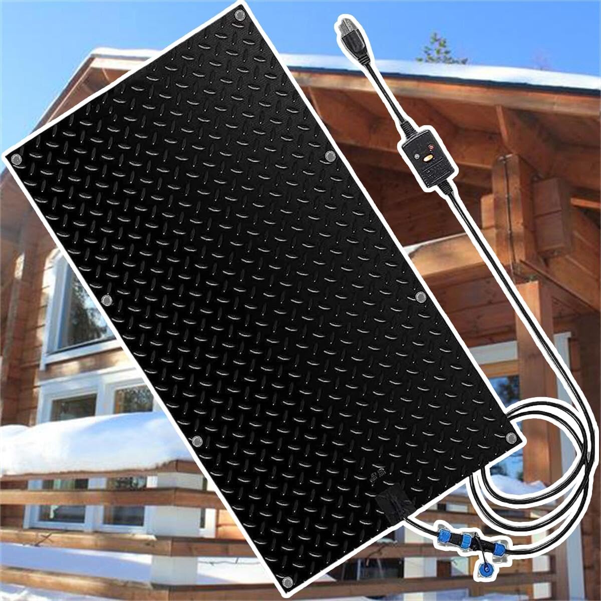 Snow Melting Mat, Heated Walkway Mat, 1/2/3/4/5 pcs Rubber Heated Mat with Power Cord, Outdoor No Slip Heated Door Mat, No More Shoveling, Salting and Slipping, for Entran(1 Pcs,10x48in/(25.4x