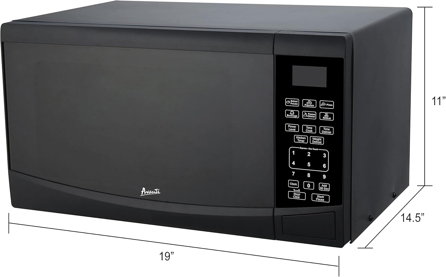 Avanti Microwave Oven 900-Watts Compact with 10 Power Levels and 6 Pre-Set Cooking Settings, Speed Defrost, Electronic Control Panel and Glass Turntable, 0.9 Cu.Ft., Black