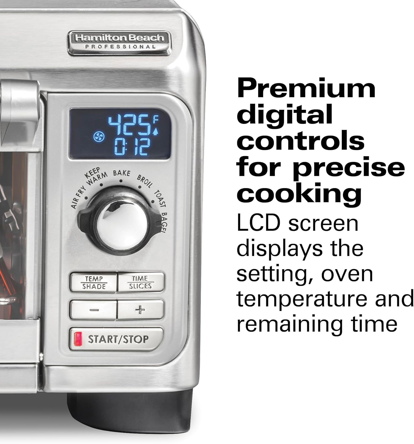 Hamilton Beach Professional Sure-Crisp Digital Air Fryer Toaster Oven Combo with 6-in-1 Functionality, 1500 Watts, 10-inch Pizza / 4 Slice Capacity, Stainless Steel (31241)