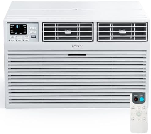 ROVSUN 10000 BTU Through the Wall Air Conditioner with Remote Control, 4-in-1 Wall AC Unit, Heater, Dehumidifier & Fan with Timer for Bedroom, Apartment, Dorm up to 450 Square Feet, 230V/60Hz