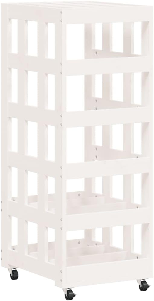 Fire Pits & Outdoor Fireplaces Log Holder with Wheels White 15.7