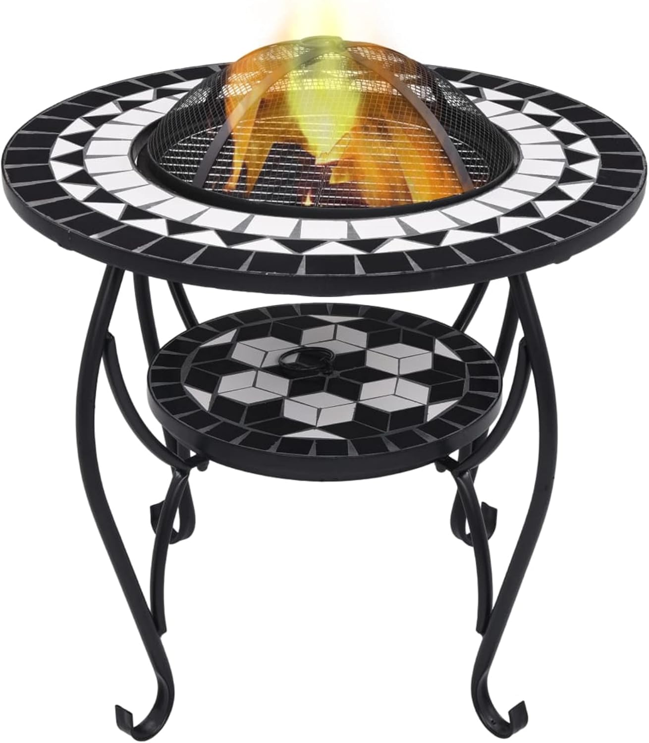Mosaic Fire Pit Table Black and White 26.8