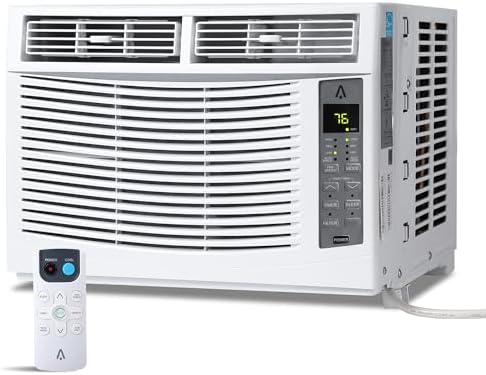 6000 BTU Window-Mounted Air Conditioner, AC Unit Cools Up to 300 Sq. Ft., Quiet Operation, Effortless Temperature Control, 3 Fan Speeds, Auto Restart, White