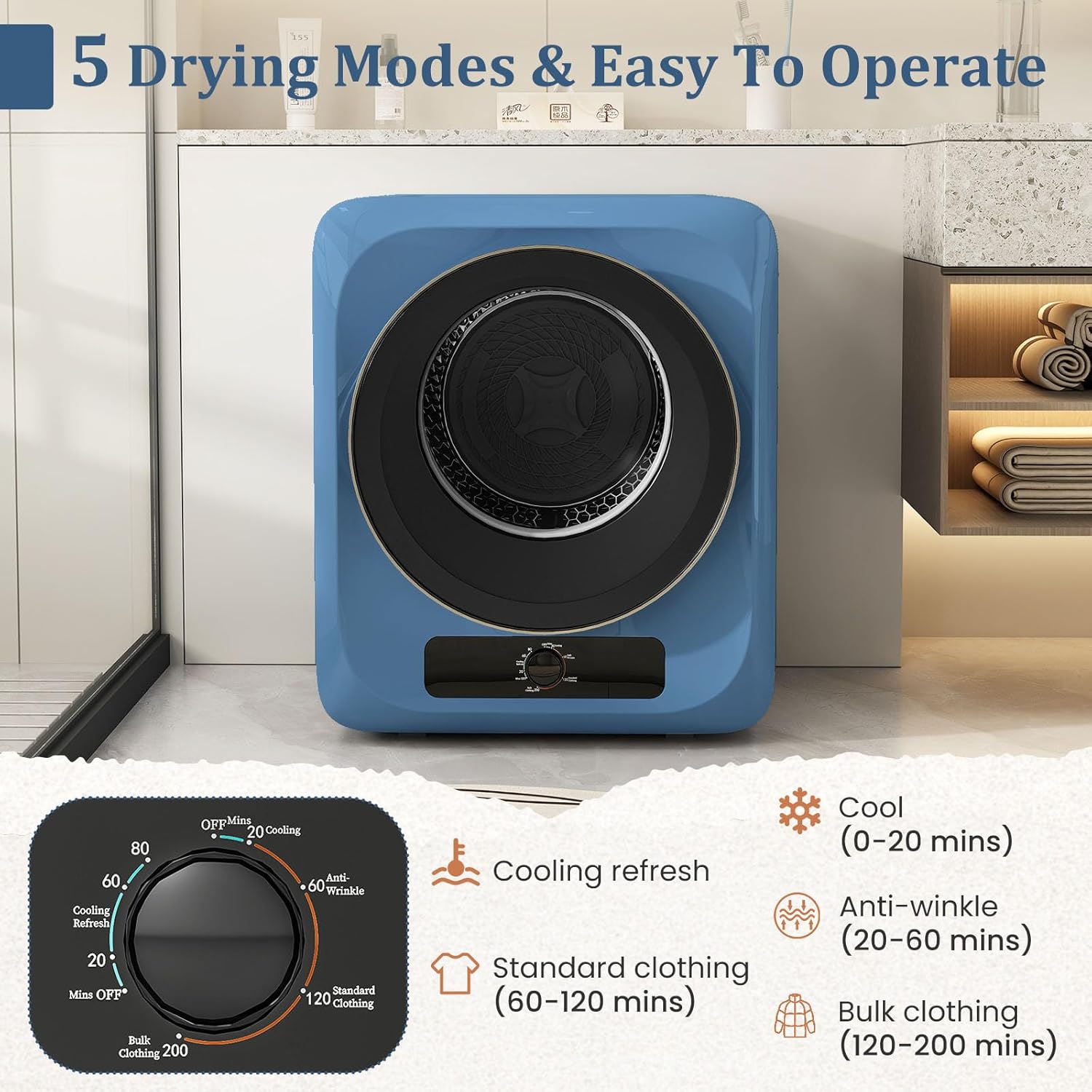 Auertech Portable Washer and Dryer Combo, 20 Lbs Twin Tub Washing Machine, 1.5 Cu.Ft Compact Clothes Dryer, Portable Washing Machine and Dryer Set for Laundry, Apartment, RV, Dorm, Blue