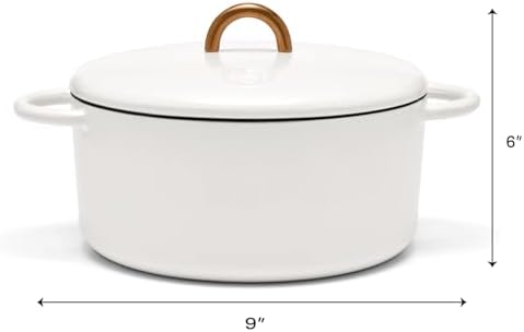 Great Jones Dutch Baby Dutch Oven with Lid (Salt, 3.5-Quart) | Enameled Cast Iron, Round Shape | Safe for Stovetops & Ovens up to 500°F | Space-Saving & Dishwasher-Friendly | Small-Batch Cooking