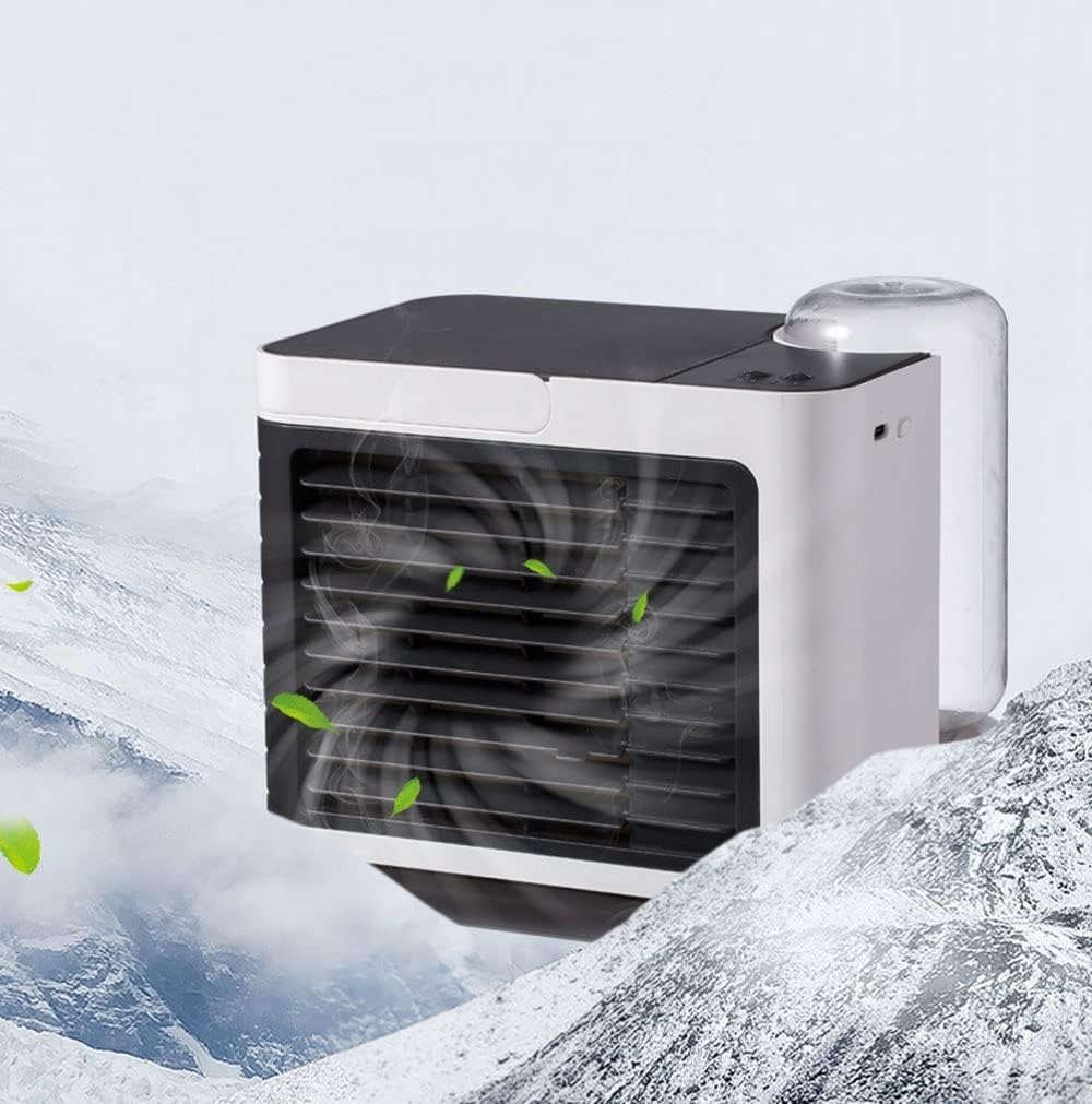 Mini Air Conditioner, Conditioner Portable for Room, 2000mAh Rechargeable Battery & USB Personal Air Cooler Fan w/Humidifier, 3 Speed, Evaporative Air Cooler for Camping Office Pets Car (Color