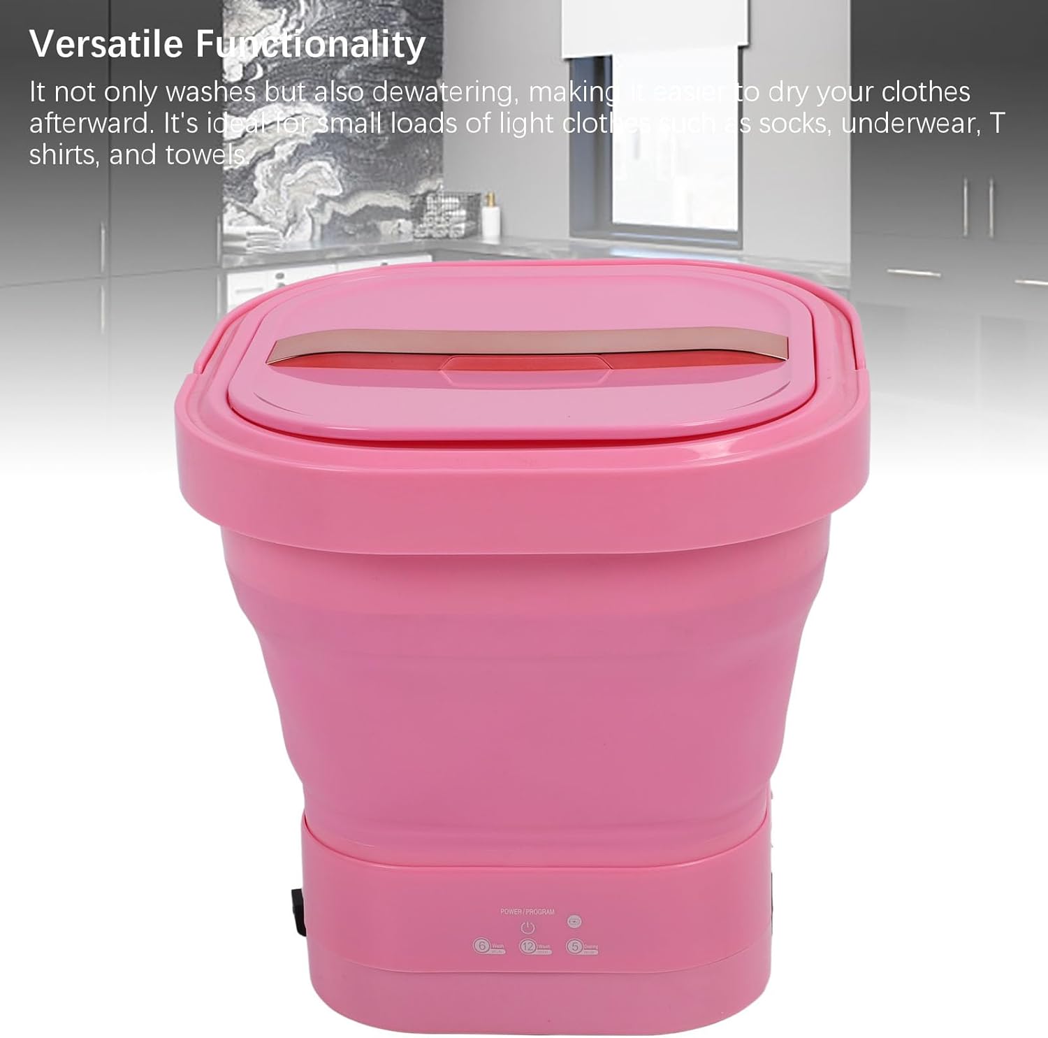 Portable Mini Folding Washing Machine for Travel Camping Apartment Compact Underwear Washer Dryer (Roseate)