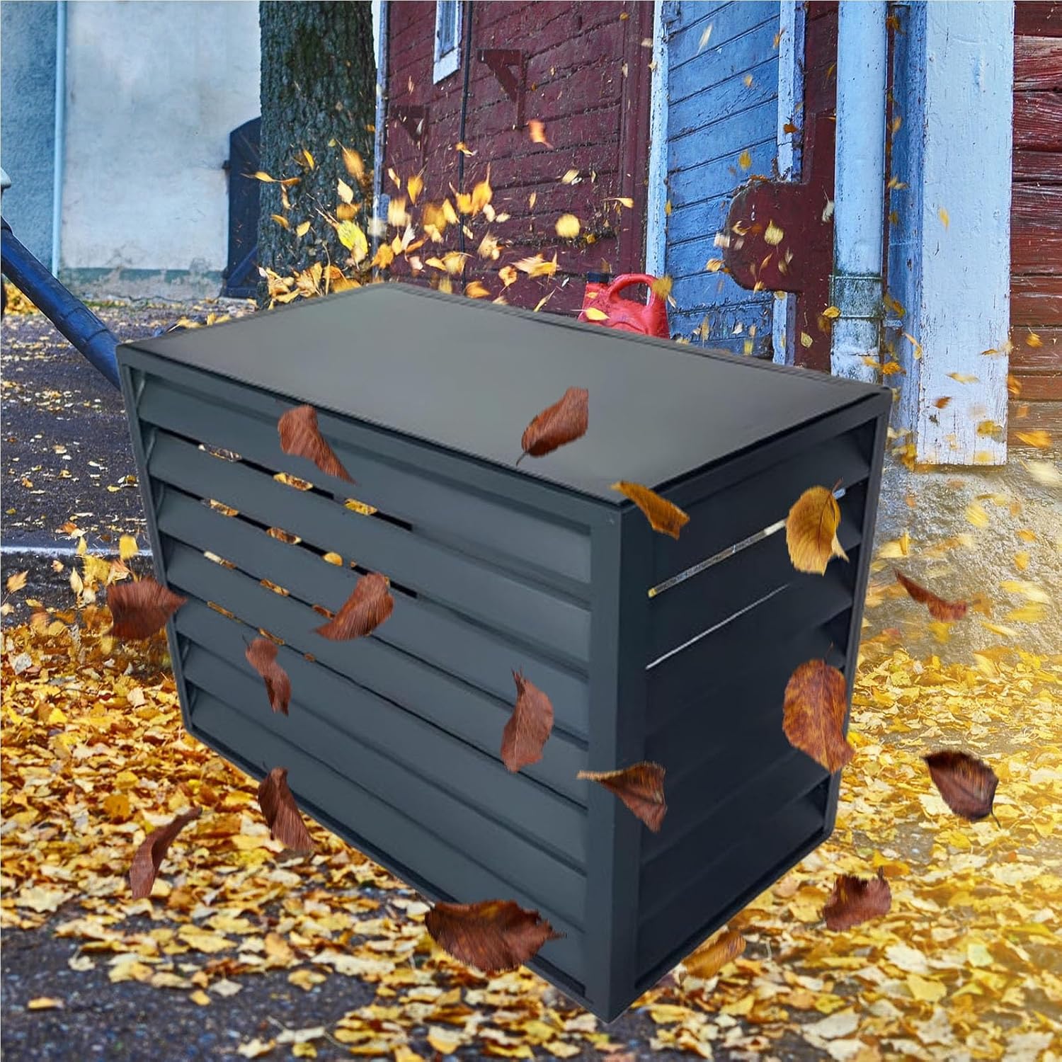 Aluminum Air Conditioner and Heat Pump Cover, Ac Unit Covers Outdoor, Privacy Screens Fence Panels for Air Conditioners Trash Bins(White,110cm)