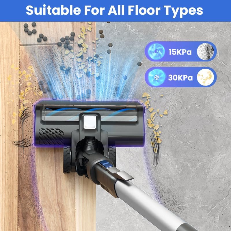 Cordless Vacuum Cleaner for Home, 30000Pa/350W Brushless Motor, 8-in-1 Stick Vacuum with HEPA Filter for Pet Hair