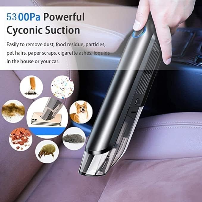 Car Vacuum Cordless, 5300Pa High Power Portable Handheld Vacuum Cleaner, for Car/Home/Pet Hair Powerful Cyclonic Suction Cleaner