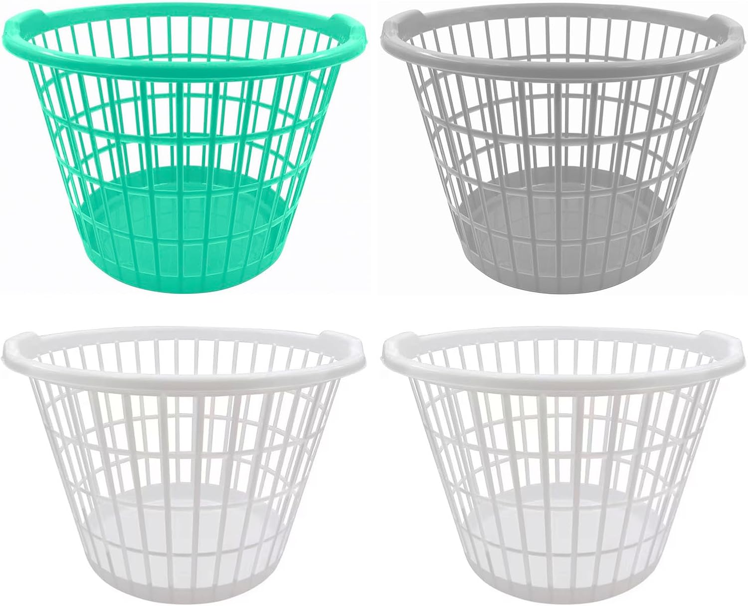Evou Set of 4 Laundry Baskets Hampers (Several Colors) Lightweight Plastic, for Clothes, Towels, Storage of Kids & Baby Toys, Garden, 1 Bushel Capacity (Multicolor 5)