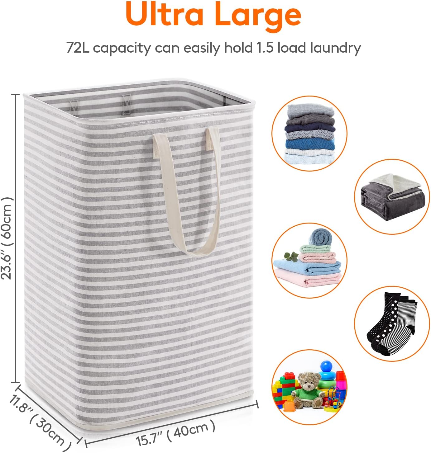 Lifewit 2 Pack Laundry Hamper Large Collapsible Laundry Baskets, Freestanding Waterproof Clothes Hamper with Easy Carry Handles in Laundry Room Bedroom Bathroom College Dorm for Adults, Grey, 2 x 80L