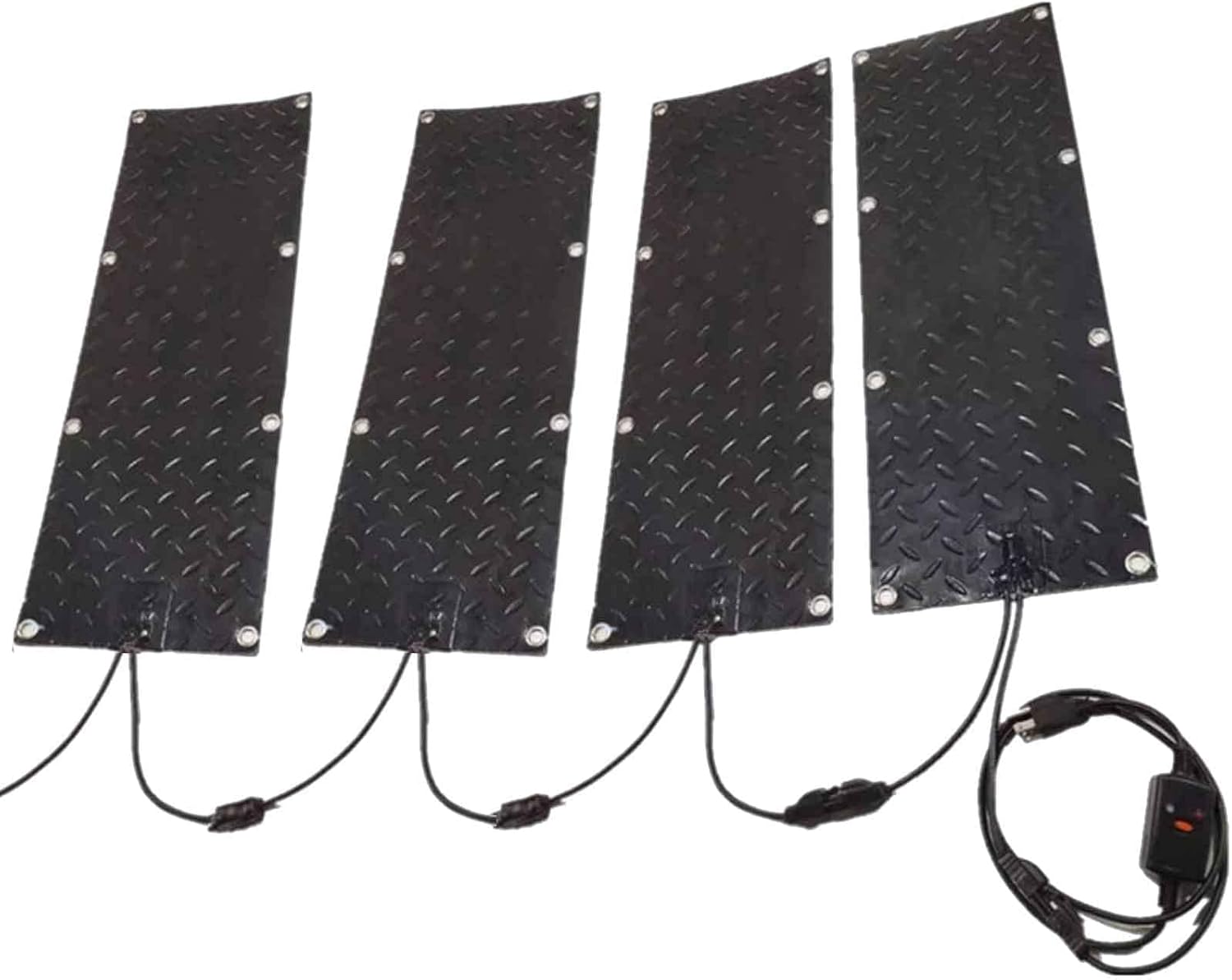 Heated Snow Melting Outdoor Mats, PVC Heated Snow and Ice Melting Mat, w/Power Cord, Slip-Proof Design for Extra Traction, Winter Outdoor Snow(Size:4 Pieces,Color:10x48inch)