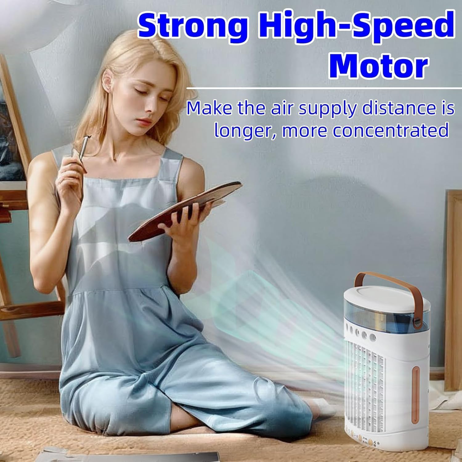 Portable Air Conditioners Fan, USB Personal Mini Air Conditioner 2 Speed 3 Mist 7 Night Light 8H Timer, 0.6L Water Tank Evaporative Air Cooler for Room, Bedroom, Office, and More (Black) (Black)