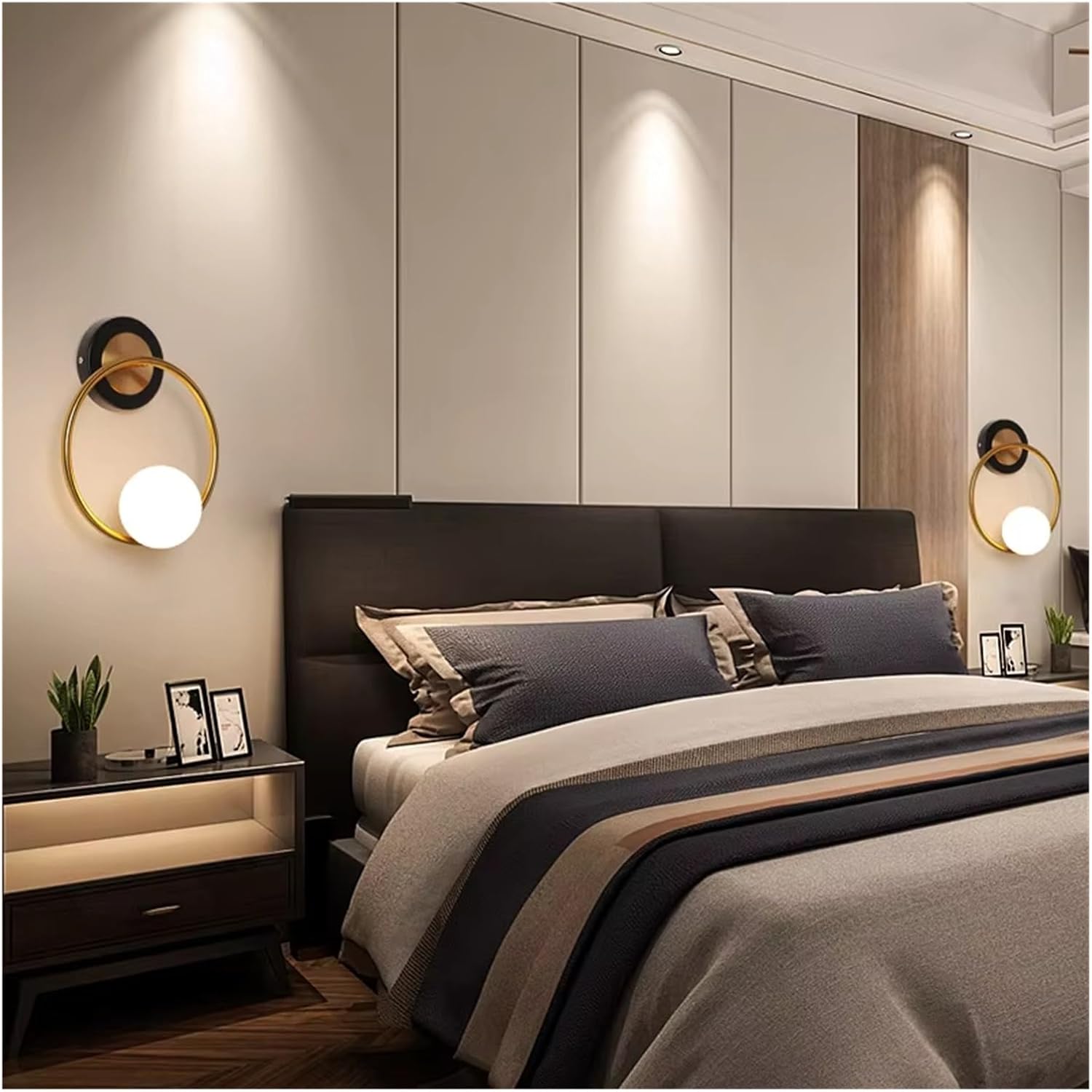 Wall Lamp Glass Ball Ring LED Sconce Lighting Bedroom Bedside Modern Living Room Nordic Aisle Gold,Household