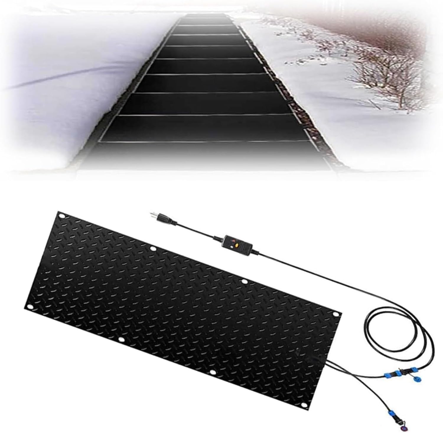 Snow Melting Walkway Mat，1/2/3/4/5 Pcs Heated Outdoor Mats for Stairs- Non-Slip Snow Melting Mats for Winter Snow Removal - Snow and Ice Melt Products -Heating Walkway Mats(1 Pcs,30x90cm/12x36in)