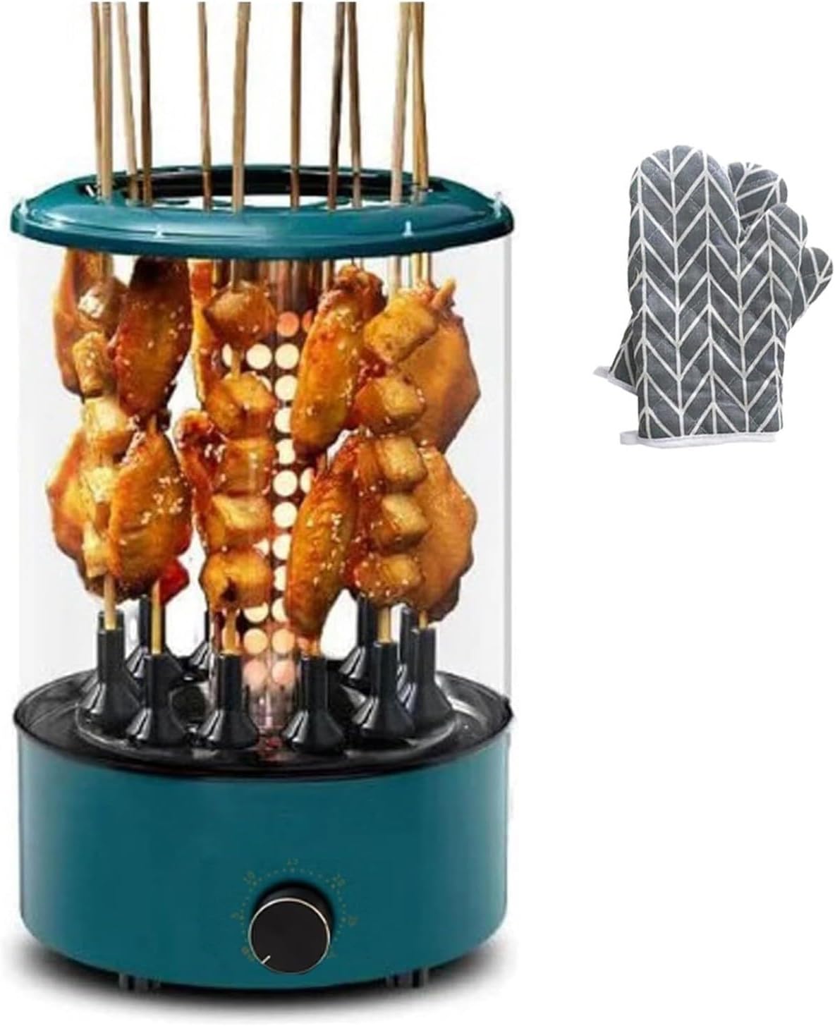 360 Rotating Electric Grill for Home Parties Automatic Rotating Barbecue Grill Vertical Anti Scalding Rapid Heating Grill for Chicken Beef Vegetable Skewers