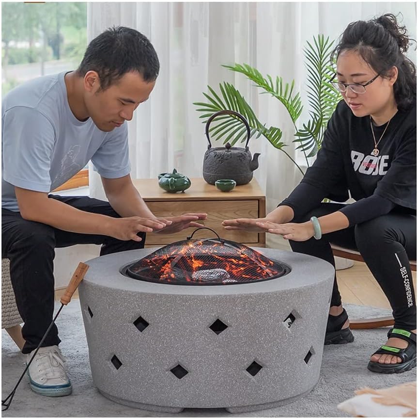 Outdoor Fire Pit Wood-Burning Fire Pit On The Garden Terrace, Indoor Multi-Function Fireplace Barbecue Table, Outdoor Heater with Spark Protection Device (Color : Kit-1) (Kit 2)