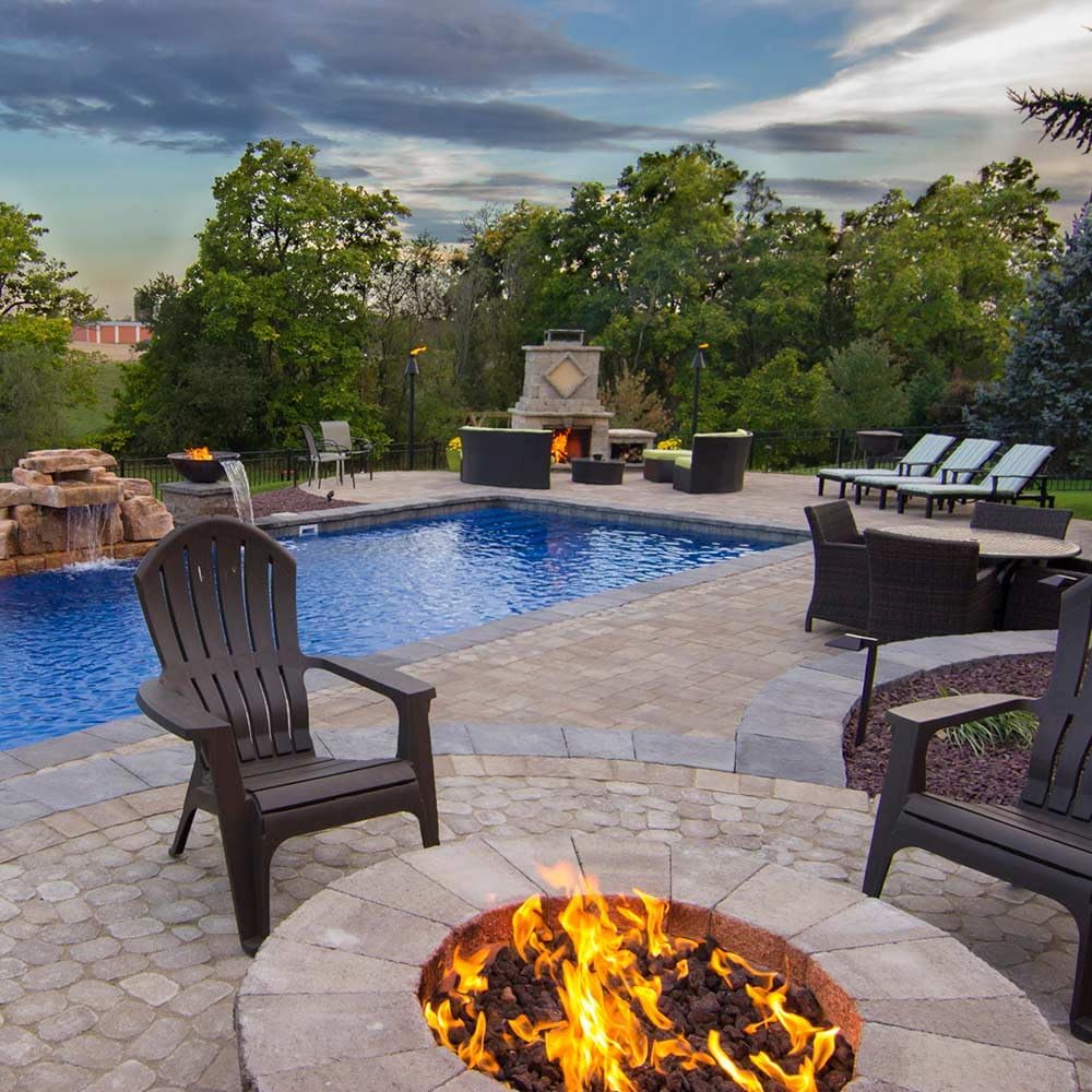 HPC Match Lit Fire Pit Burner Kit (FPS48HCKIT-PAN-NG-MSCB), Round, 48-Inch Burner, 54-Inch Flat Pan, Natural Gas, Polished Chrome, with Flange, Key, Valve, Flex Line and Fittings