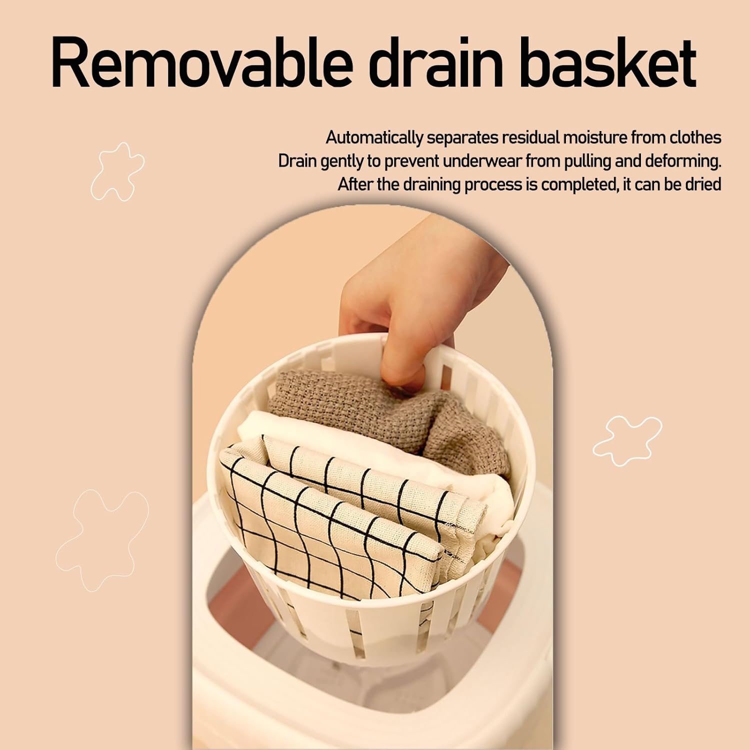 DELURA Portable Washing Machine,6L Large Capacity Small Washing Machine,Foldable Washing Machine with Spin-Dry Basket,Mini Washer for Washing Small Pieces of Clothing, Underwear,Socks (Color : B)