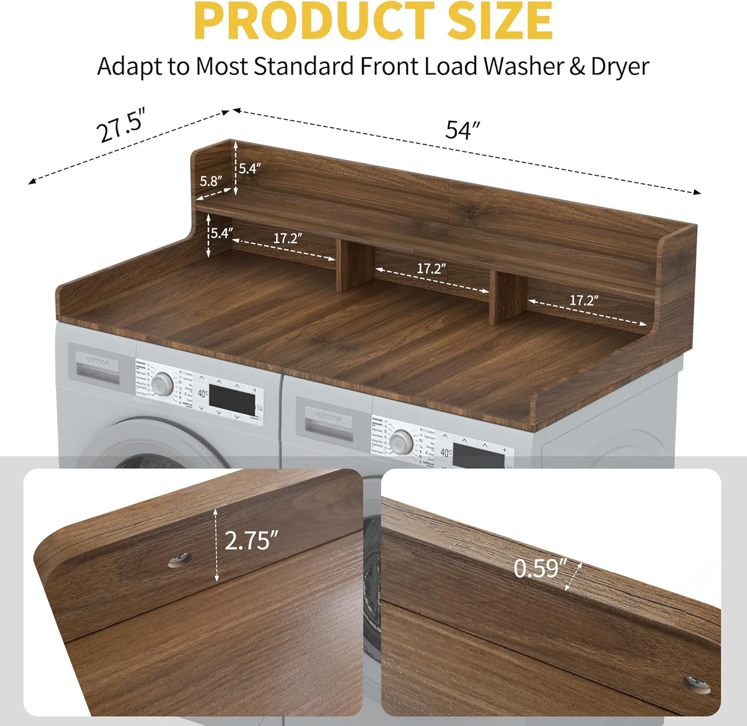 Two-Layer Foldable Washer Dryer Countertop, 27.5