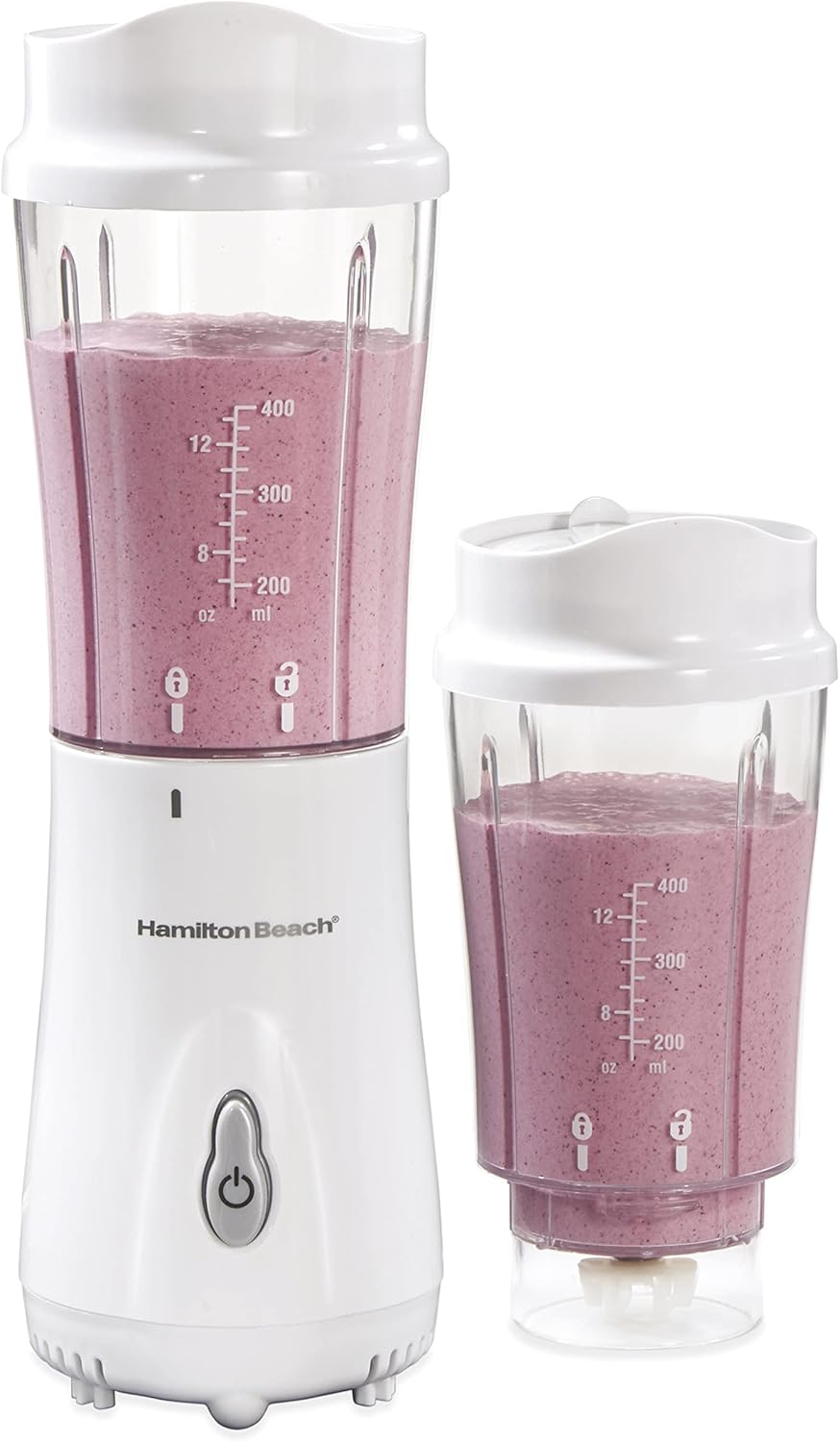 Hamilton Beach Portable Blender for Shakes and Smoothies with 14 Oz BPA Free Travel Cup and Lid & Portable Blender for Shakes and Smoothies with 14 Oz BPA Free Travel Cup and Lid