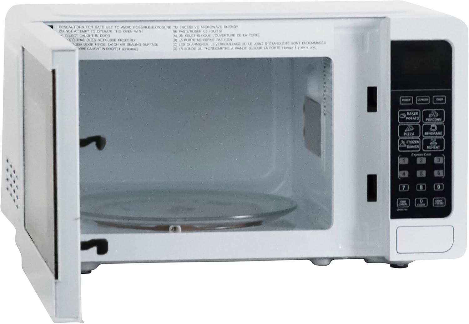 West Bend 0.7 Cu. Ft. Countertop Microwave Oven, 700W with 6 Pre-Programmed Cooking Settings, Speed Defrost, Electronic Control Panel, Rotating Glass Turntable, Add 30 Seconds Button, White