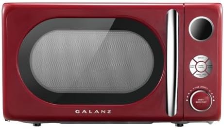 Vintage Inspired Compact Microwave 6 Levels of Power Glass Turntable